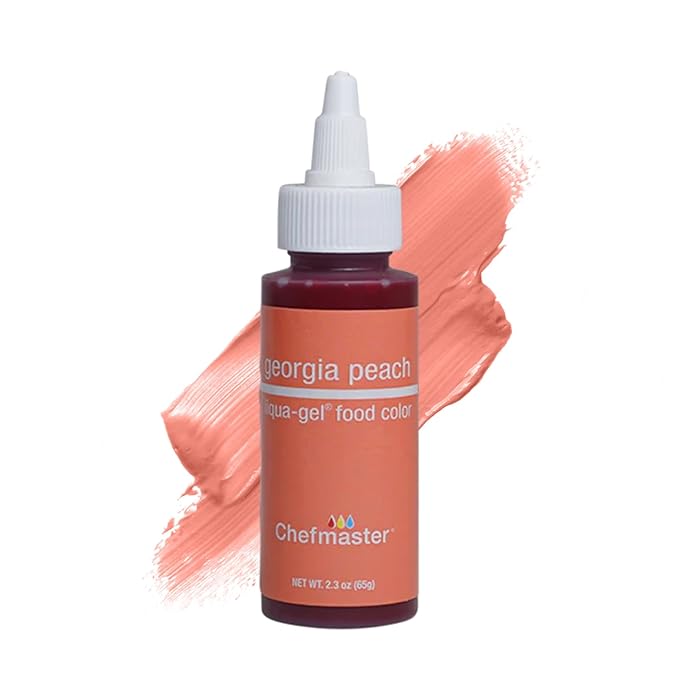 Chefmaster Georgia Peach Liqua-Gel® Food Coloring | Vibrant Color | Professional-Grade Dye for Icing, Frosting, Fondant | Baking & Decorating | Fade-Resistant | Easy-to-Use | Made in USA | 2.3 oz