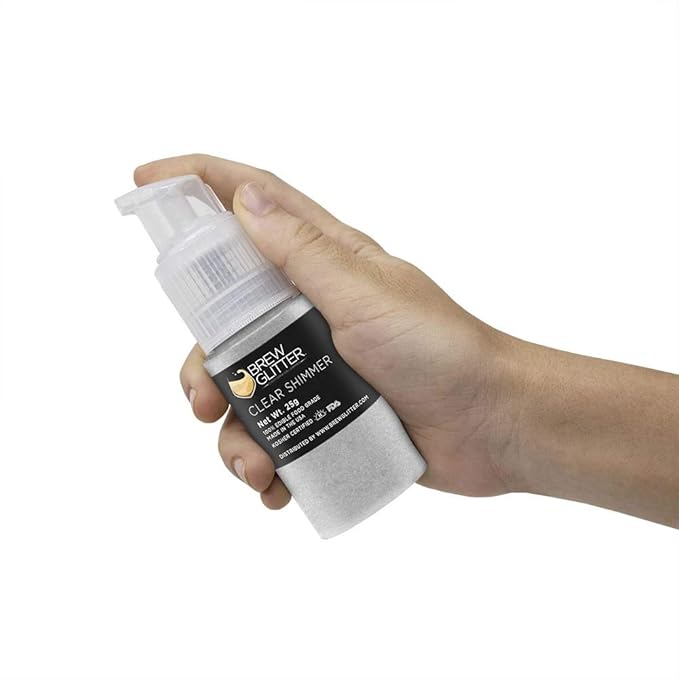 Brew Glitter - Clear Shimmer (25g Spray Pump 1x Jar) | Edible Glitter for Drinks, Cocktails, Beer, Garnish & Beverages