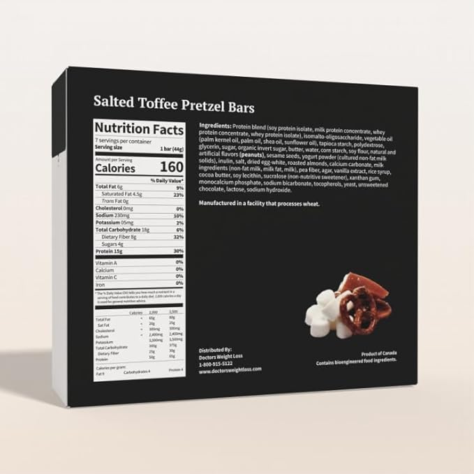 ProtiWise – Salted Toffee High Protein 15g Bar | 7/Box | Low Calorie, Weight Loss, Diet, Keto Friendly, Hunger Control, Meal Replacement | Gluten Free, Low Fat, Low Sugar