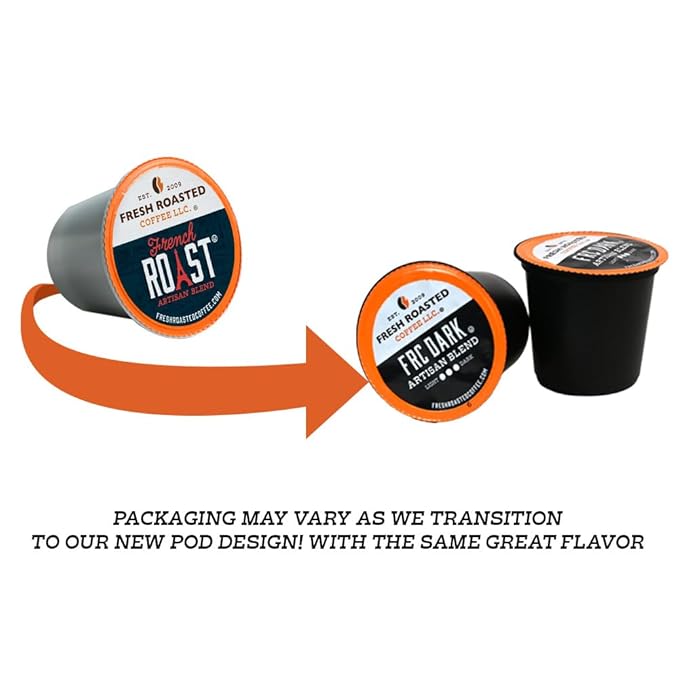 Fresh Roasted Coffee, FRC Dark Roast Blend, Artisan Blend, 24 Pods for K Cup Brewers