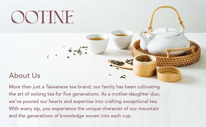 OOTINE, Formosa Pearl Taiwan Oolong Tea Bags (12 Sachets) | Roasted Nutty Notes | Hand-Picked Quality Whole Leaves in Plant-Based Sachets | Caffeine Alternative, Daily Antioxidant Support | Multiple Infusions