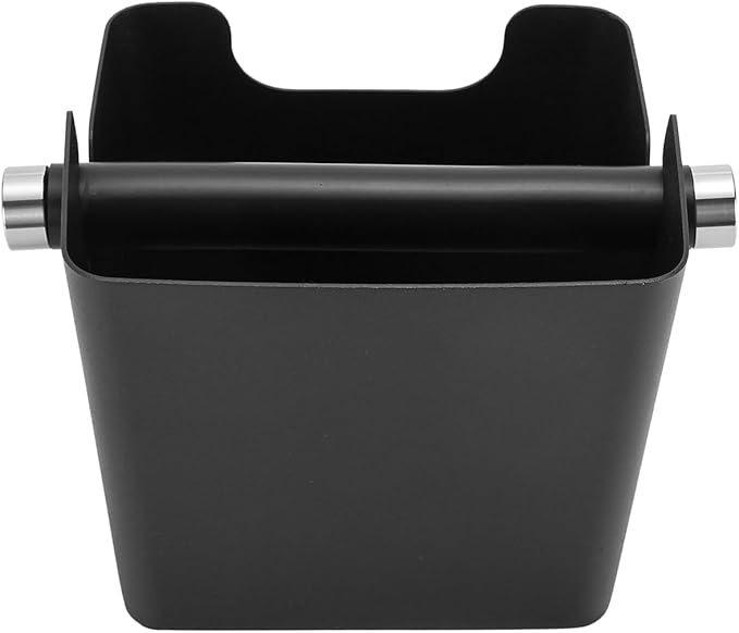 Knock Box Espresso, Stainless Steel Knock Box for Coffee Grounds, with Removable Rubber Bar and Anti-slip Pad, Small, Black