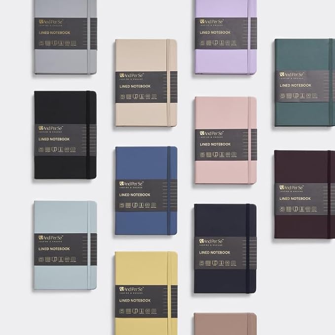 &And Per Se Lined Journal Notebook, 160 Pages, A5 5.7 x 8 inches College Ruled Thick Paper Notebook Journals for Writing, Hardcover Notebooks for Women Men Office School (1 Pack, Cerulean Blue)