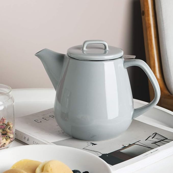 Sweejar 40oz Tea pot with Removable Stainless Steel Infuser,Dishwasher Safe Tea Pots for Loose Tea,Tea Pots with Infuser for Chrismas Women Gift (Gray)