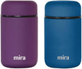 MIRA 2 Pack Insulated Food Jar thermos for Hot Food & Soup, Compact Stainless Steel Vacuum Lunch Container, 13.5 oz, Purple, Denim