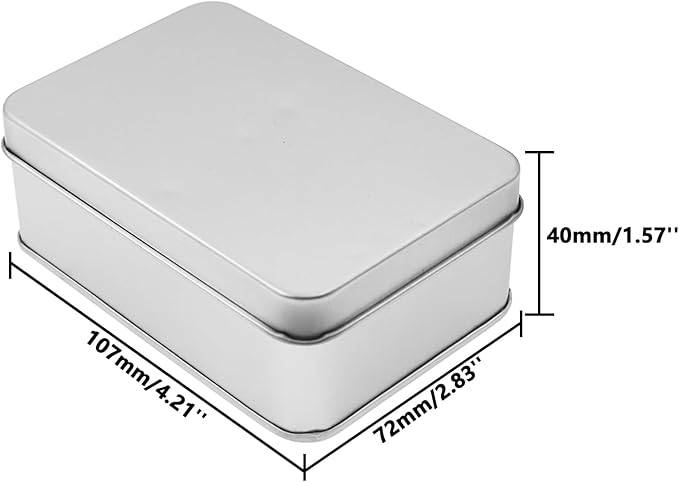 Metal Empty Boxes, Tin Boxes with Lid,Small Silver Tin Boxes,Stackable Organizer Containers,8PCS Storage Tin for Home Outdoor Active Storage Containers