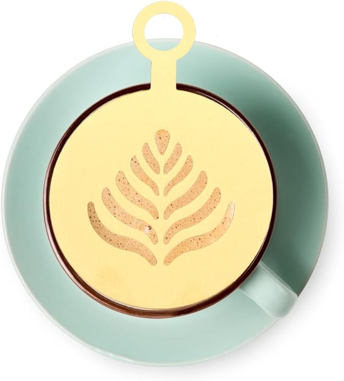 4Pcs Stainless Steel Coffee Stencils for Latte Art Easy to Clean Cappuccino Templates Milk Spray Tools for Home Decorating