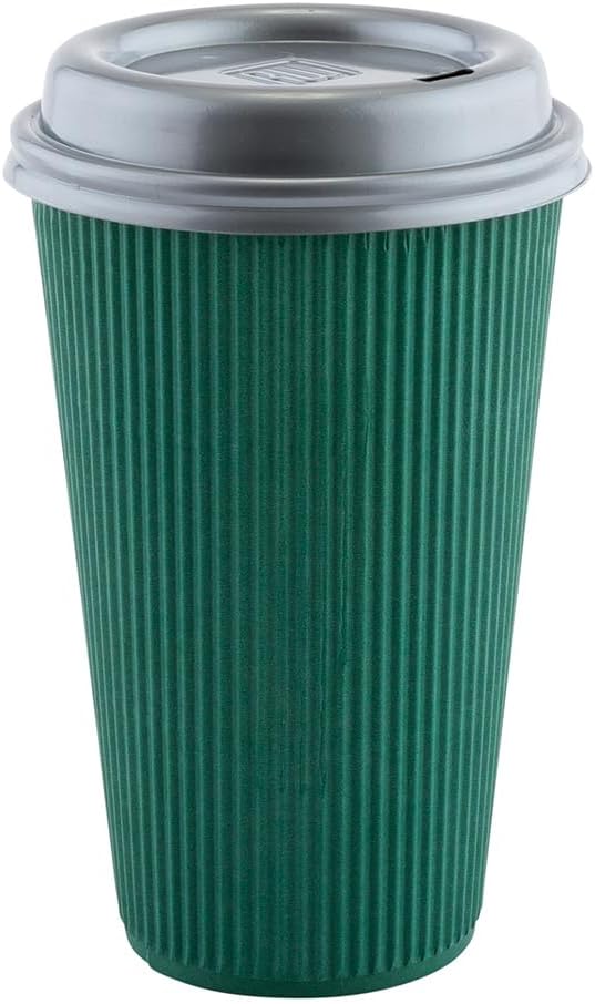 Restaurantware 12 Ounce Double Wall Disposable Coffee Cups, 500 Insulated Forest Green Paper Tumblers with Rolled Rim Design, Lids Sold Separately for Hot Drinks like Tea, Hot Chocolate and More