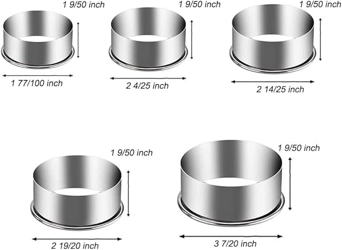 5 Pieces Biscuit Cookie Cutters Set,Stainless Steel Circle Round Cookie Biscuit Cutters in Graduated Sizes Shape Molds for Pastries Doughs Doughnuts