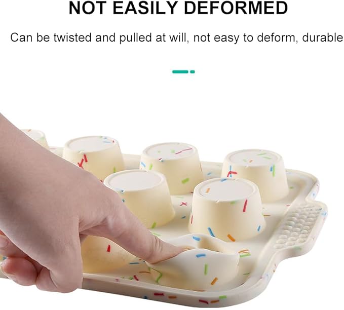 Silicone Muffin Pan,12 Cups Muffin Baking Pan with Handle Reusable Cupcake Baking Pan for Roasting Homemade Muffins, Cupcakes and Egg Bites(COLOR:Beige)