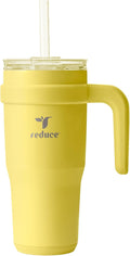 Reduce 24 oz Stainless Steel Tumbler with Handle - Dual-Wall Vacuum Insulated Travel Mug, Sweat-Proof Lid & Reusable Straw - Keeps Drinks Cold for 24 Hrs, Fits Cupholders, Dishwasher Safe -Pina Colada