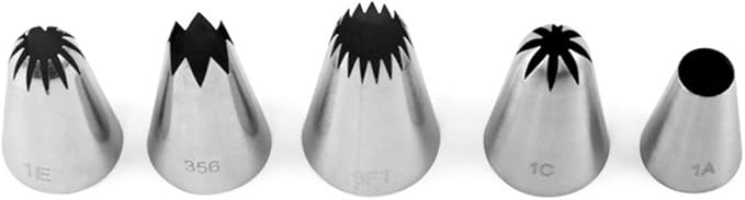 5 piece Stainless Steel Rose Flower Piping Tips Piping Nozzles Cake Decorating Supplies Cookies Cupcake Icing Decorating Supplies Decorating Kits Frosting Icing Tips Baking Set Tools #2