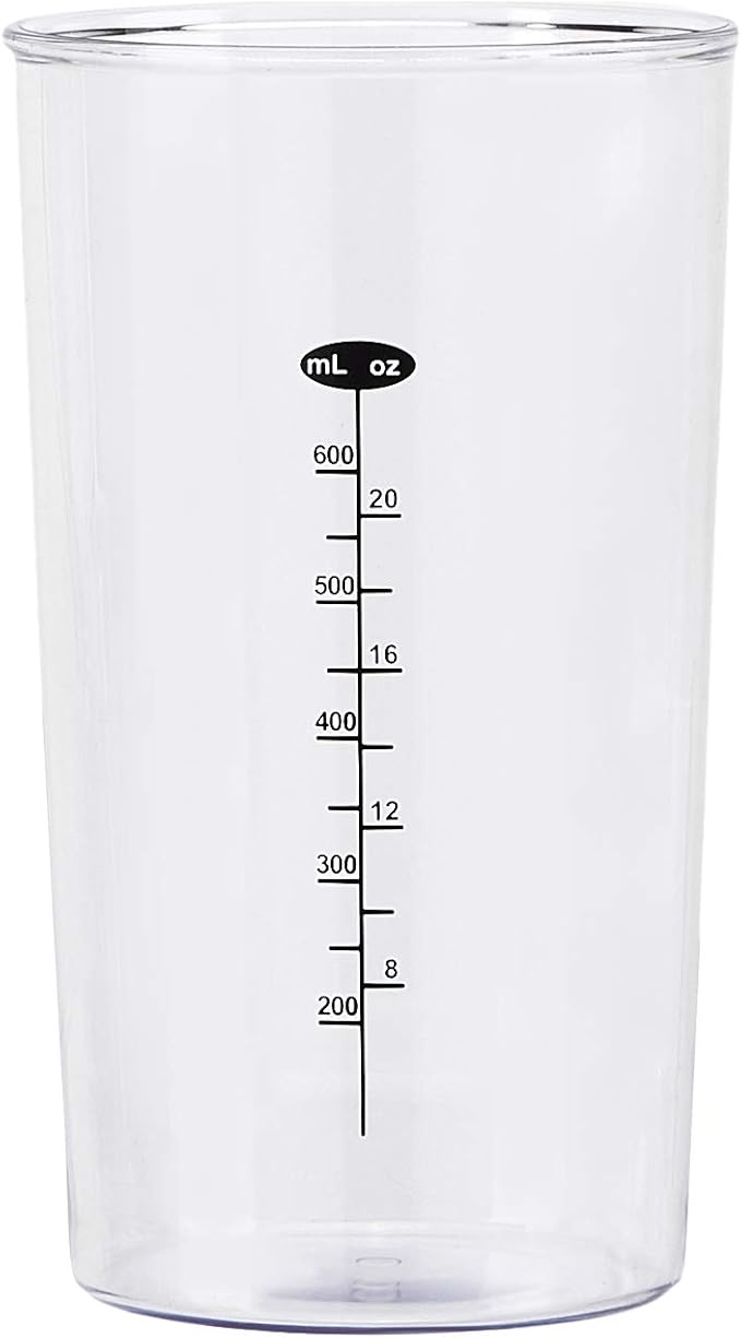 Amazon Basics 300W 4-In-1 Immersion Blender Handheld, Emulsion Blender With Blending Stick, Whisk, Chopper and Beaker, Continuous Speed Control And Turbo Mode, 5-ft Power Cord, White