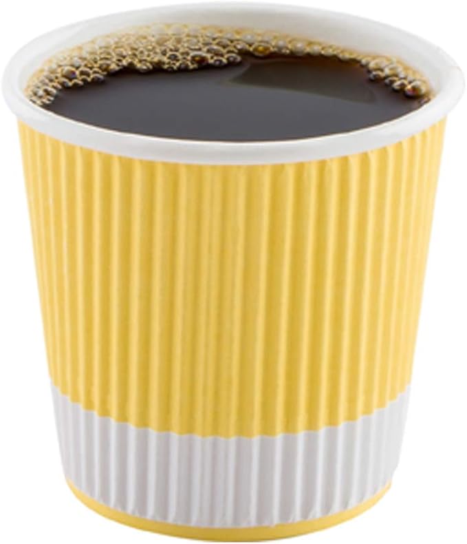 4 oz Light Yellow Paper Coffee Cup - Ripple Wall - 2 1/2" x 2 1/2" x 2 1/4" - 500 count box