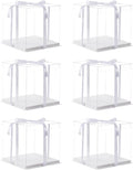 XININSUN 6Pcs clear cake boxes with Ribbon, 6inch cake boxes for Christmas Bakery Treat,Holiday Pastries,Gift Giving-White