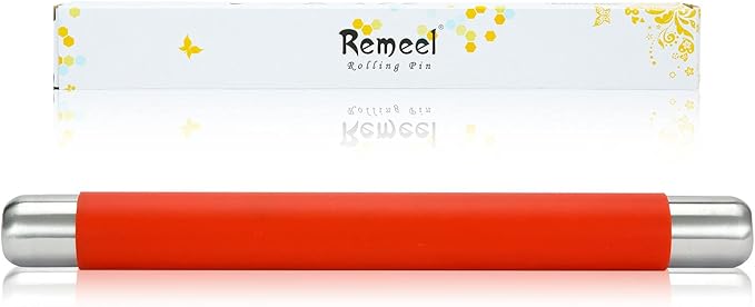Rolling Pin Dough Roller for Baking with Thickened Non Stick Silicone Metal Handle Rolling Pin Stainless steel Fondant Roller Pin Cookie Pastry Kitchen Accessories 13.8 X 1.5 Inches