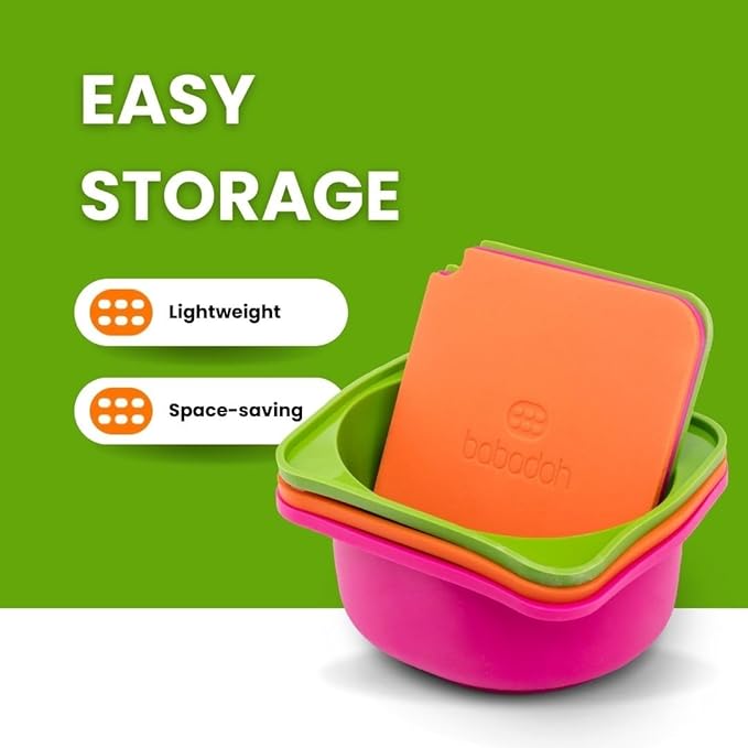 Babadoh Pizza Dough Proofing Silicone Containers with Lids | Pizza Making Accessories | The Perfect Pizza | Set of 3 | Multi Bright (1 Berry, 1 Orange, 1 Lime) | Original Size (make 12" Pizzas)