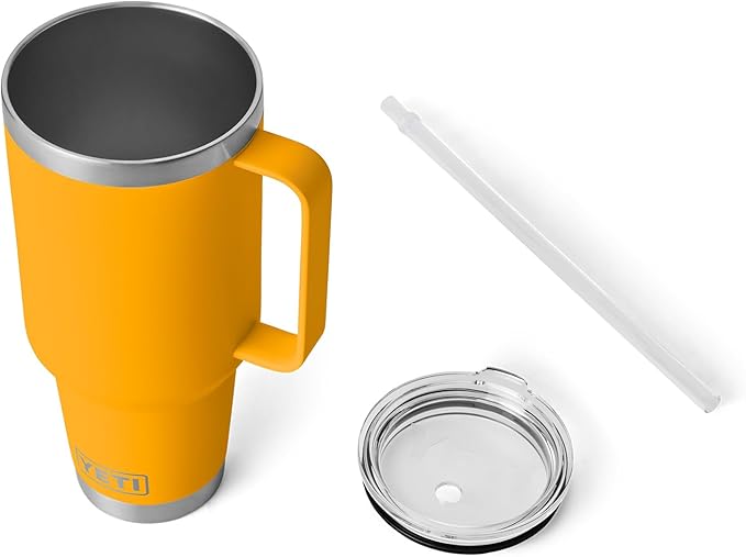 YETI Rambler 42 oz Tumbler with Handle and Straw Lid, Travel Mug Water Tumbler, Vacuum Insulated Cup with Handle, Stainless Steel, Beekeeper