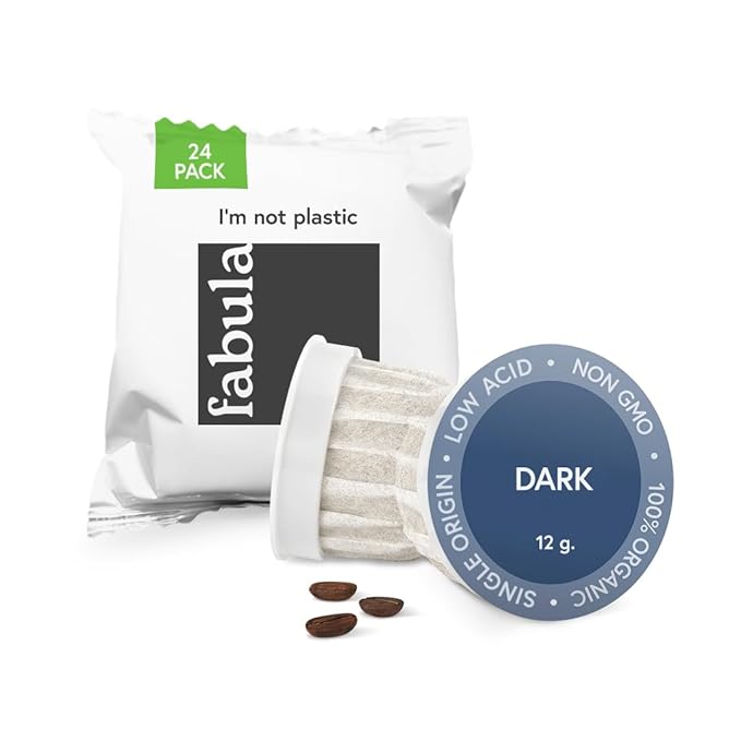 Fabula Coffee Pods Dark Roast - Low Acid - Single Origin - Mold Free - Non-GMO - Fair Trade - Kcup Compatible with Keurig & Keurig 2 Machines - 24 Count