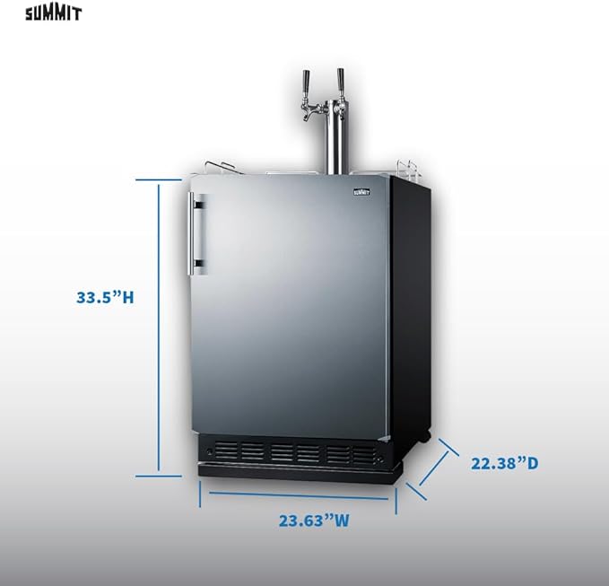 Summit Appliance 24" Wide Cold Brew Coffee Kegerator/Refrigerator Combo, Black Interior, Caster Wheels, Residential/Commercial Use (LHD, Cold Brew Coffee)