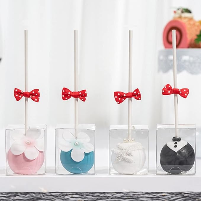RomanticBaking 50 Pack 1 3/4" x1 3/4"x2"Clear Cake Pop Boxes Packaging with Holes Chocolate Truffle Boxes Treat Boxes Small Gift Boxes Party Favor wedding Birthday boxes