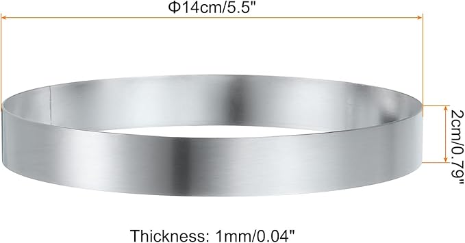HARFINGTON Round Cake Ring 5.5 x 1 Inch Seamless Stainless Steel Pastry Mousse Dessert Ring Mirror Coating for Baking Cooking English Muffins Crumpet Making Tool