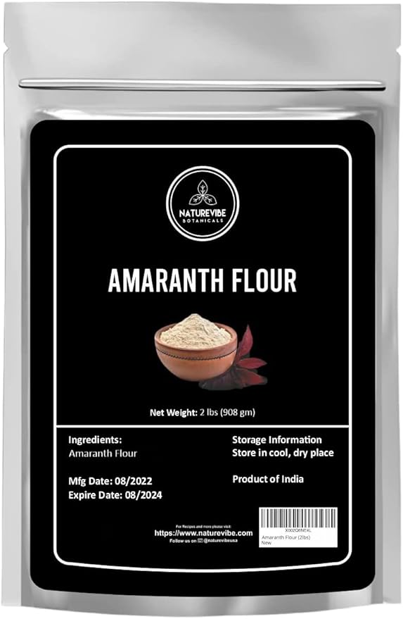 Naturevibe Botanicals Amaranth Flour 5 lb | 100% Whole Grain Gluten-Free Flour | High Protein & Fiber | Non-GMO | Ideal for Baking, Rotis, Pancakes, Breads & Healthy Gluten-Free Cooking