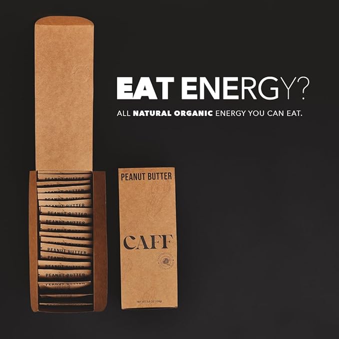 CAFF All Natural Energy Bites - Caffeinated Peanut Butter Bite for Energy Boost - 65mg Caffeine Peanut Butter Bars – 20 Calorie Organic Caffeine Snacks - Gluten-Free, Keto (20 Bites)