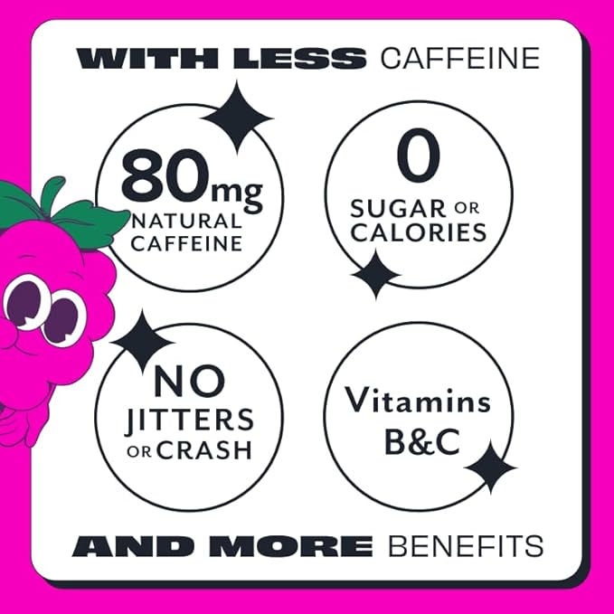 ASPIRE® Raspberry Acai, Healthy Energy Drink 80mg Natural Caffeine, Zero Sugar No Carbs Keto Friendly, 24 Pack Green Tea Sugar Free Drink Low Caffeine Zero Calorie