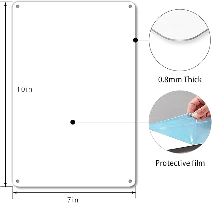 White Blank Metal Sign,10 x 7 Inches Sturdy Rust Free Aluminum Metal Signs White Color Blank Sign, Waterproof, Easy Mounting, Indoor or Outdoor Use (4)