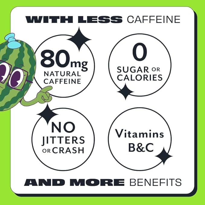 ASPIRE® Strawberry Watermelon, Healthy Energy Drink 80mg Natural Caffeine, Zero Sugar No Carbs Keto Friendly, 12 Pack Green Tea Sugar Free Drink Low Caffeine Zero Calorie