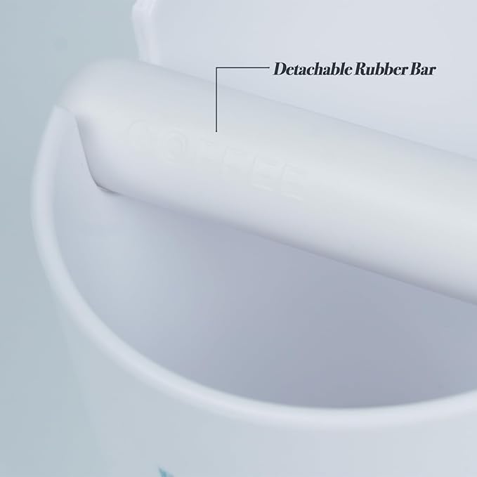 Coffee Knock Box for Coffee, ABS Coffee Grind Knock Box, Shock-Absorbent Durable Coffee Espresso Knock Box Dump Bin Grind Waste Removable Detachable Knock Bar and Non-Slip Base (White)