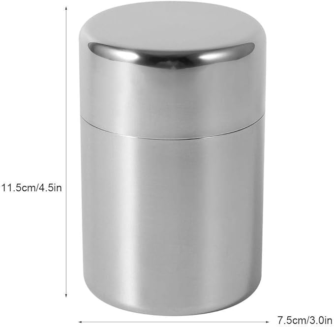 AUNMAS Tea Tin Canister, Stainless Steel Tea Coffee Sugar Storage Container with Airtight Double Lids for Loose Tea and Tea Bags, Kitchen Cup for Coffee Sugar Seasoning Storage (450ml)
