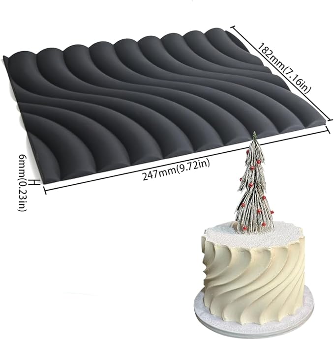 mostsom Fondant Silicone Mold for Cake Decoration Cake Border Downsand Pattern Impression Mat Fondant Embossing Stencil for DIY Cookies, Cupcakes, Chocolate, Flexible (F_Downsand)