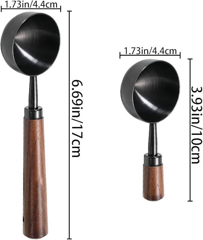 2 PCS Coffee Scoop Vintage Coffee Measuring Spoon Retro Stainless Steel Coffee Spoon Long Wooden Handle Coffee Scoop Kitchen Utensil for Scooping, Measuring & Serving Perfect for Coffee Tea, and More
