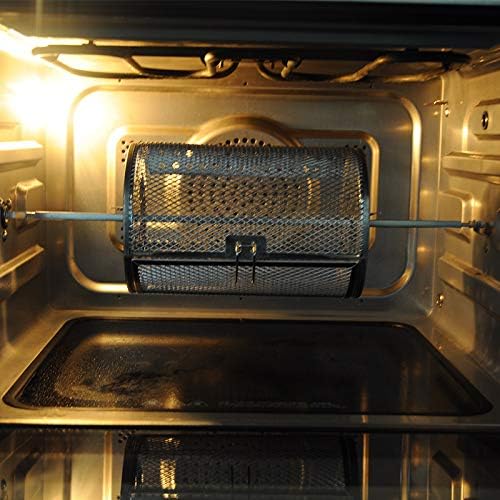 Falytemow 12 x 18 cm Stainless Steel Rotisserie Grill Roaster Drum Oven Basket Oven Roast Baking Rotary for Peanut Dried Nut Coffee Beans BBQ