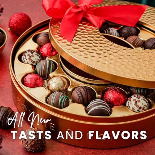 Christmas Chocolate Gift Basket Wreath Tin – Festive Truffle Box for Men Women Families Corporate –Bonnie and Pop