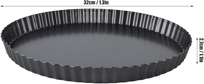 Fluted Tart Pan with Removable Bottom, Carbon Steel Round Tart Pan, Deep Baking Dish Pie Plate for Cakes Pies ([Thickened] 13-inch live bottom pie plate)