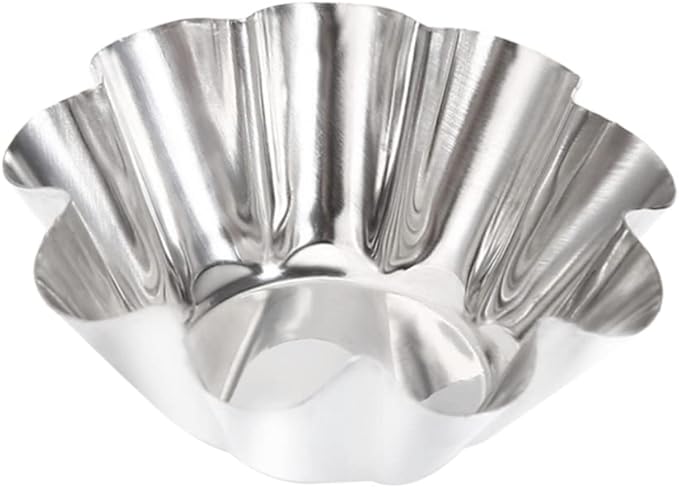 Mikinona 12pcs Non- Stick Tart Pans Tart Mould Egg Tart Molds Stainless Steel Tart Baking Mold Oven Pans Nonstick Bakeware Cupcake Wrapper Egg Tart Baking Cups Tart Tin Mini Non Stick Pan