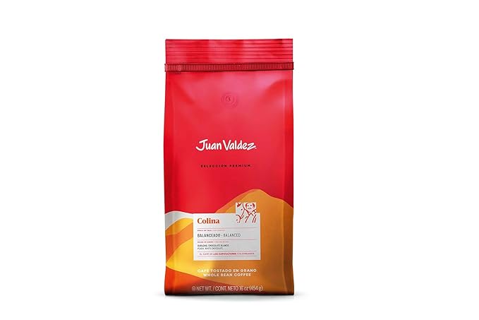 Juan Valdez Colina Whole Bean Coffee, Balanced Roast 16 OZ - Premium Colombian Coffee - Unique “Caracolito” beans produce a coffee of balanced flavor and mild texture (Pack of 2)