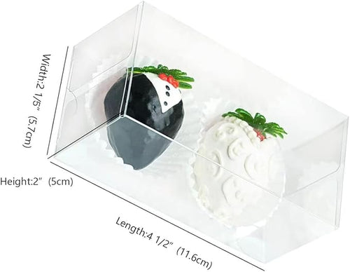 100 Pcs 4.5"x2.2"x2" Clear Chocolate Covered Strawberries Boxes for 2 Macaron Boxes for 4 Mini Cinnamon Roll Box for 4 Small Bakery Treat Boxes for Wedding Christmas Birthday Valentine's