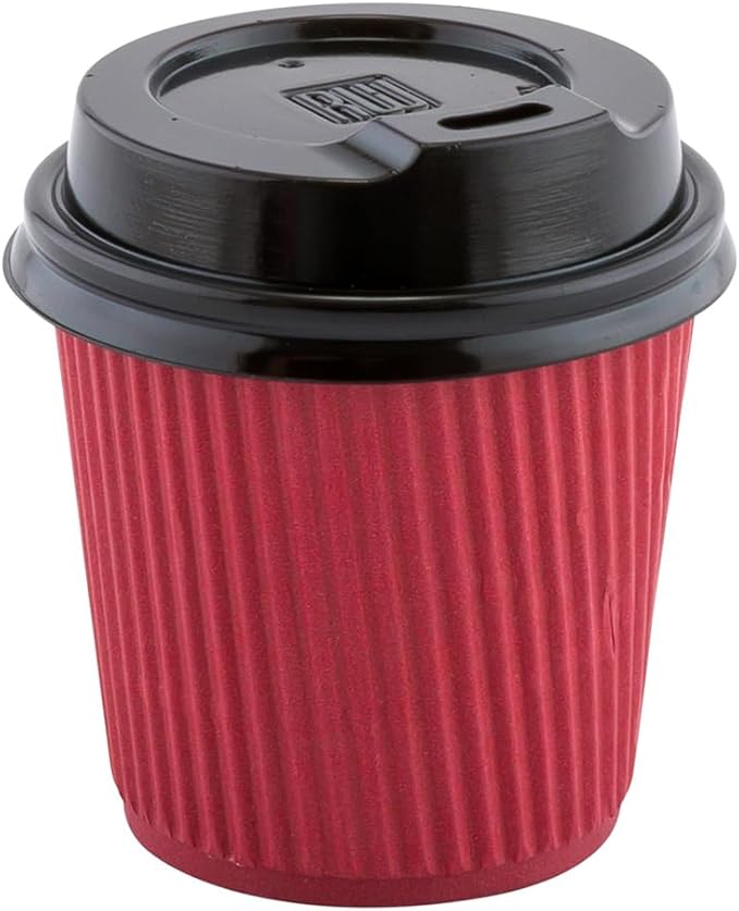4 oz Crimson Paper Coffee Cup - Ripple Wall - 2 1/2" x 2 1/2" x 2 1/4" - 500 count box