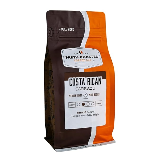 Fresh Roasted Coffee, Costa Rican Tarrazu, 12 oz, Medium Roast, Kosher, Whole Bean
