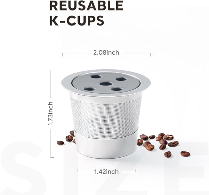 Stainless Steel Reusable K Cups for K eurig Supreme & Supreme Plus, Reusable K Cups Five Hole Universal K-eurig Refillable Coffee Pod Filter (1 Pack)