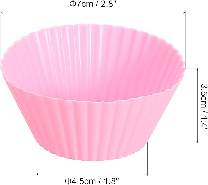 uxcell 42Pcs Silicone Cupcake Liners, Non-Stick Baking Cups, for Cooking Eggs, Baking Muffins and Make a Cake(Pink)