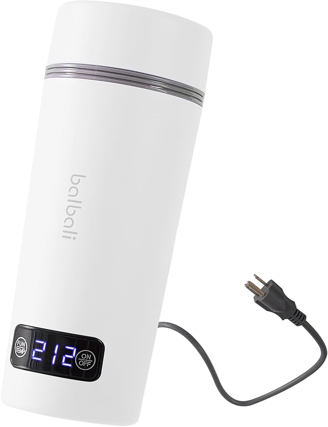 balbali Dual Voltage Travel Kettle 100-250V - 12oz Portable Water Boiler/Warmer/Heater for Boiling Water - 4 Preset Temperature Control Portable Tea Kettle Electric Travel - White
