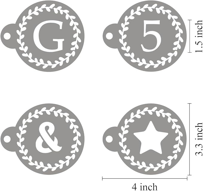 Letter Stencils for Coffee Cookie Decorating - 42 Pack Alphabet Letter and Number Stencil Templates for Cakes Cookies Airbrush, Reusable Stencils for Wood Crafts Painting & Coffee Cookie Baking