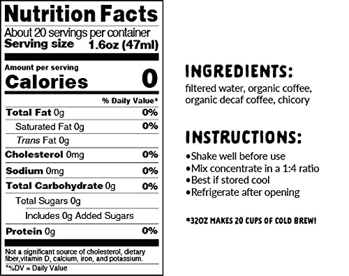 Explorer Cold Brew Coffee Bundle | Low & Regular Caffeine Concentrate | 32 fl oz I Organic Gluten Free Instant Liquid Mix | Iced or Hot | 1:4 Super Concentrated