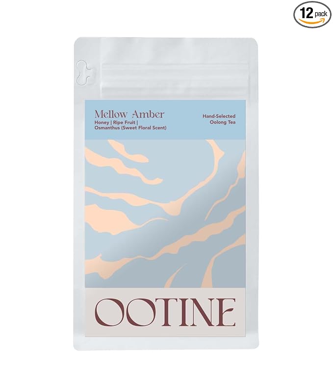 OOTINE, Mellow Amber Taiwan Oolong (12 Pyramid Sachets) | Honey and Dried Fruit Notes, Close to Black Tea & Japanese Wakoucha | Hand-Picked Quality Whole Leaves in Plant-Based Sachets | Caffeine Alternative for Gentle Focus, Supports Gut Health | Multi...