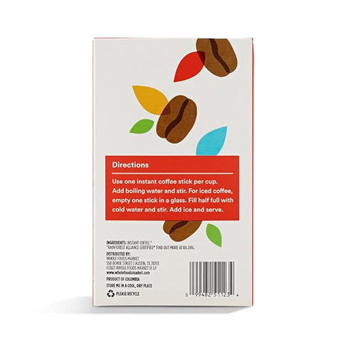 365 by Whole Foods Market, Instant Espresso, Dark Roast, 25 Single Serve Coffee Sticks, 2.65 Ounces